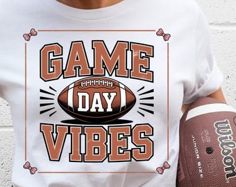 Retro Football Png - Game Day Vibes Shirt Design, Tailgating Sublimation Digital Download
