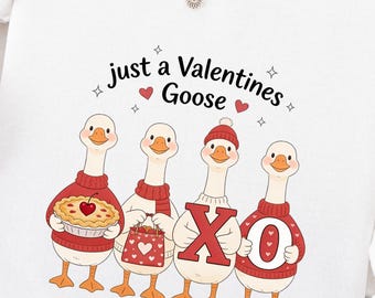 Divertente XO Valentines Goose PNG, Solo un'oca di San Valentino PNG, Animale di San Valentino PNG, Maglietta di San Valentino con oca sciocca PNG Download digitale