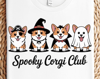 Corgi Halloween PNG, Spooky Corgi Club Sublimation Design, Funny Dog Digital Download
