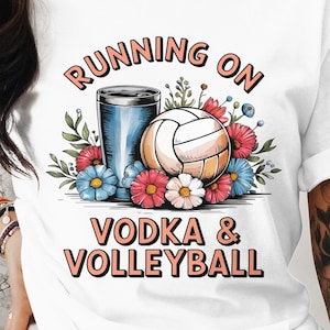 PNG di pallavolo del 4 luglio ~ Correre con vodka e pallavolo, regalo per mamma di pallavolo, maglietta del 4 luglio, regalo per allenatore di beach volley
