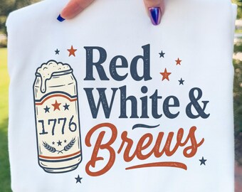 4th of July PNG, Red White & Brews, 1776 Beer BBQ, Patriotic Summer Png