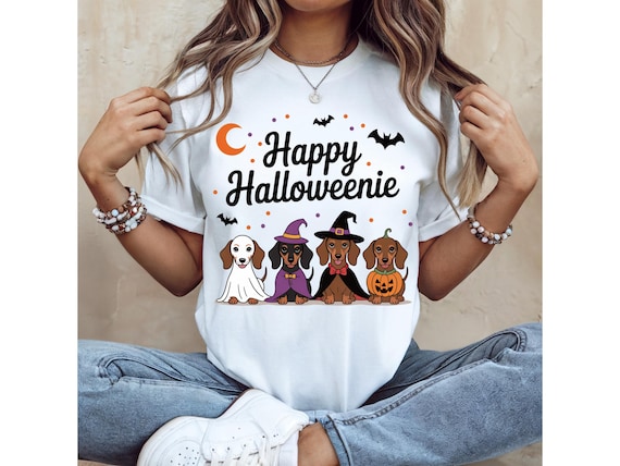 Happy Halloweenie Dachshund Dog PNG, Dachshund Shirt Cute and Spooky Halloween Tshirt Design for Dog Lovers