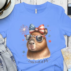 Patriotic Guinea Pig T-Shirt, Cute July 4th Independence Day Tee, Unisex Adult Clothing, USA Flag Design