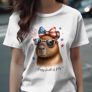 Patriotic Dog T-Shirt, Fourth of July Tee, Cute Animal with Glasses and Fireworks, USA Independence Day Outfit