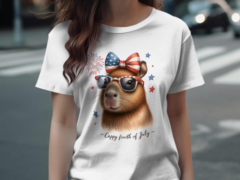 Patriotic Dog T-Shirt, Fourth of July Tee, Cute Animal with Glasses and Fireworks, USA Independence Day Outfit