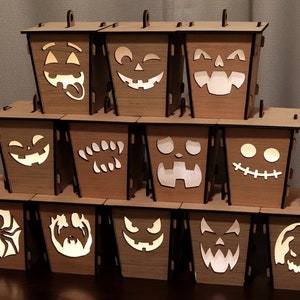 Handmade Wood Pumpkin Lantern - 2 Sizes! Jack-O-Lantern Halloween Decoration