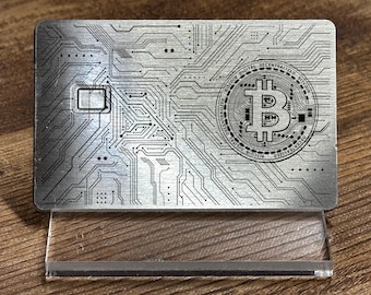 Custom Metal Bitcoin Credit Card, Laser Etched Debit Card, Heavy Weight and Sophisticated Personalized Chip, Stainless Steel Platinum Gift
