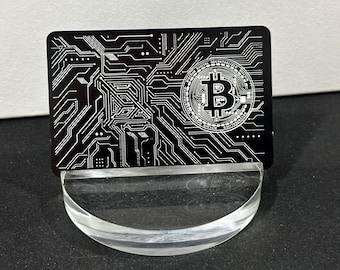 Custom Metal Bitcoin Credit Card, Laser Etched Debit Card, Heavy Weight and Sophisticated Personalized Chip, Stainless Steel Midnight Gift