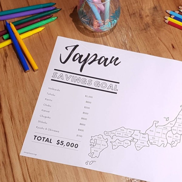 5,000 Dollars Savings Goal Tracker - Japan