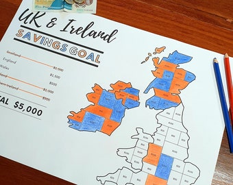 Savings Goal Tracker - UK & Ireland 5,000 Dollars