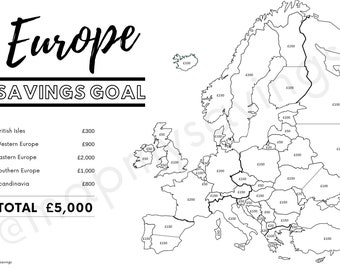 5,000 Pounds Savings Goal Tracker - Europe