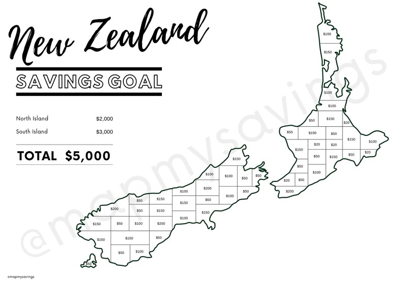 Savings Goal Tracker New Zealand 5,000 Dollars