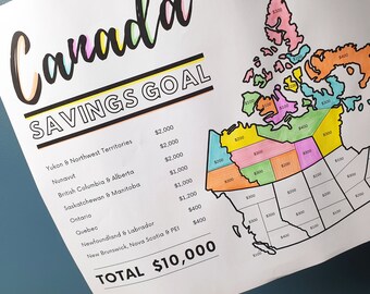 10,000 Dollars Savings Goal Tracker - Canada