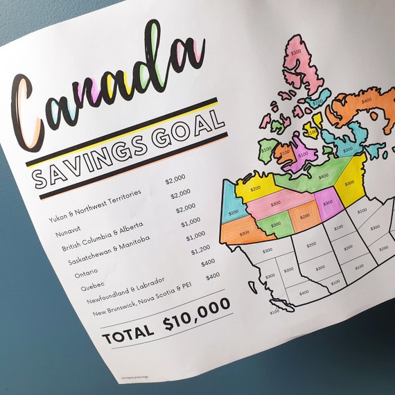 10,000 Dollars Savings Goal Tracker - Canada