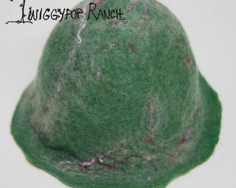 Kids Soft Green Reversible Hand Felted Wool Hat