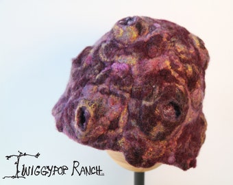 Purple and Gold Coral Barnacle Hand Felted Wool Hat