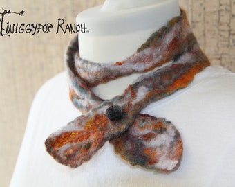 Organic Statement Piece Necklace Hand Felted With Bold Copper and Other Earthy Hues