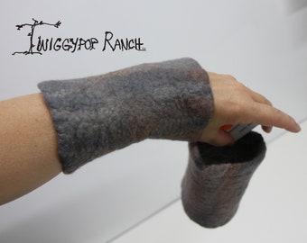 Cozy and Soft Hand Felted Wool Wrist Warmers in  Earthy Hues