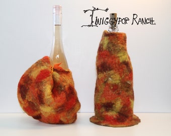 Fall Harvest Snail Themed Hand felted Wool Ornamental Bottle Cover & Table Decoration