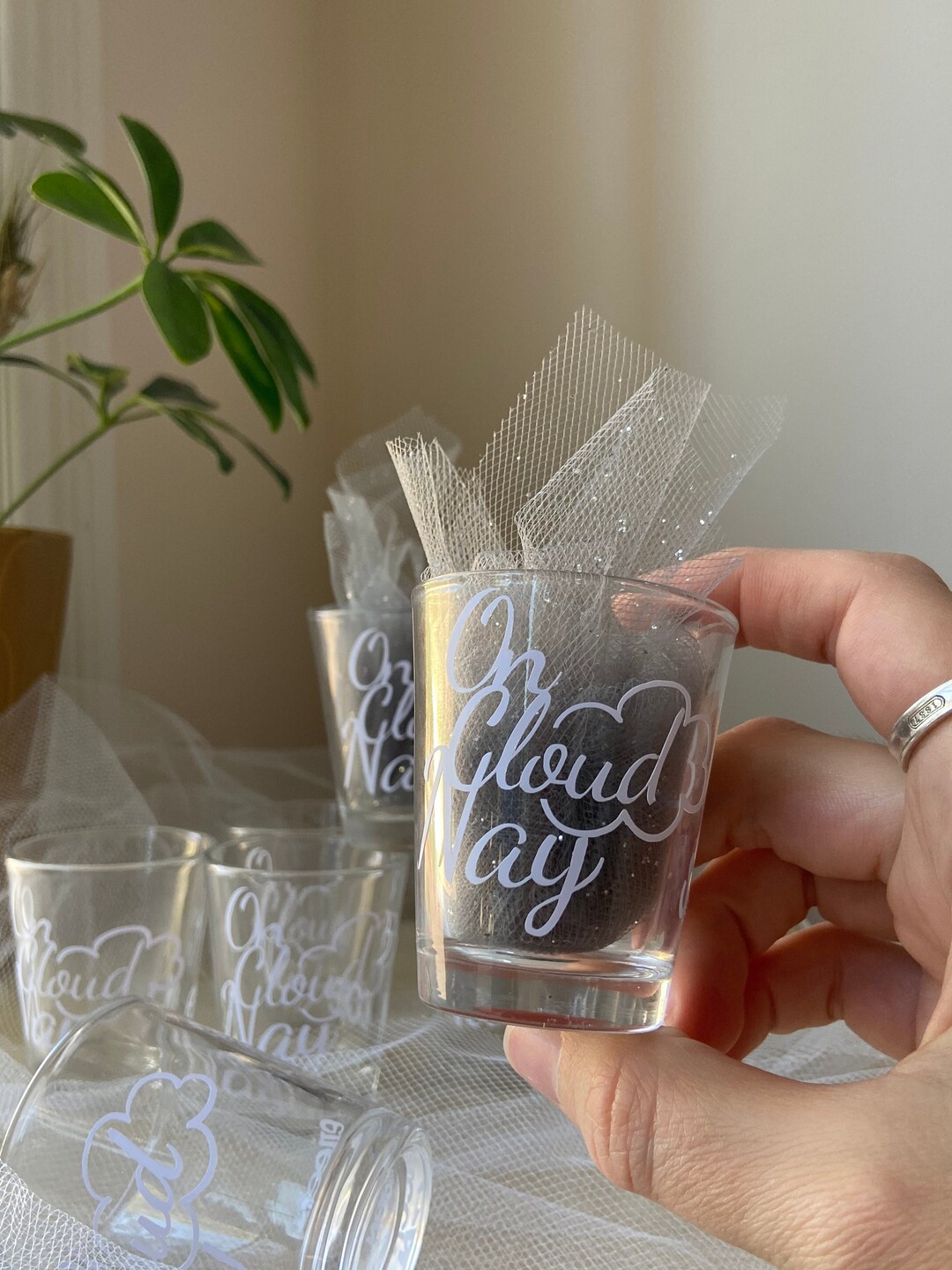 Custom on Cloud Nine Themed Shot Glasses, Party Favors, Bachelorette
