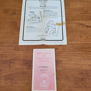 1989 Cabbage Patch Kids Sippin' Babies Geboorteakte papieren verzegeld Coleco P1