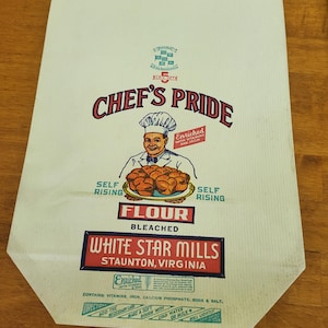 WINTAGE White Star Mills Mąka Worek 5 funtów Reklama Staunton Virginia NOS P2a