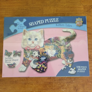 Master Pieces Cat Shaped Puzzle KITTEN TALES 550 Pieces Sealed USA Made Cats T2