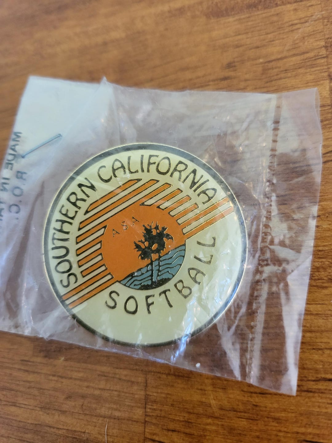 Vintage ASA Southern California Softball Pin Metal Gold Tone Enamel ...
