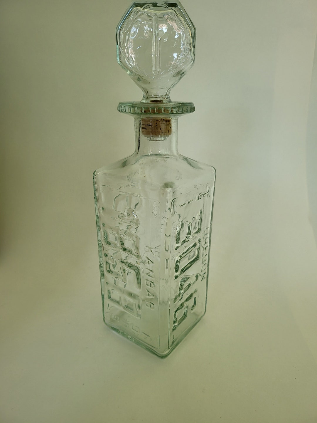 Vintage Walkers Deluxe Bourbon Decanter Glass Bottle 1974 License