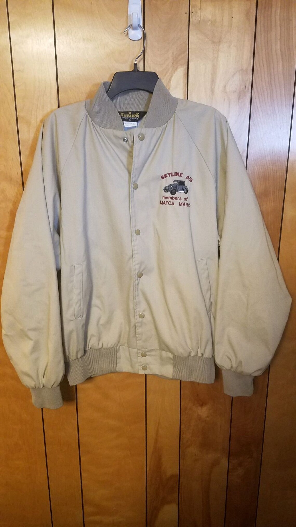 SKYLINE A's Vintage Car Club Jacket LARGE Beige Khaki Etsy