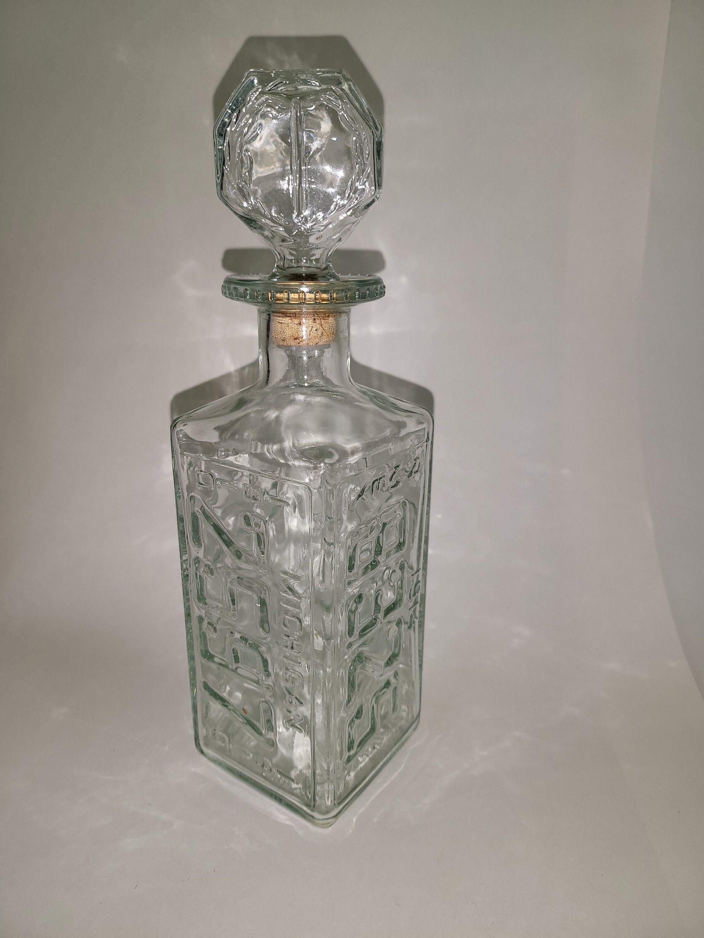 Vintage Walkers Deluxe Bourbon Decanter Glass Bottle 1974 License Plates VTG 70s Etsy