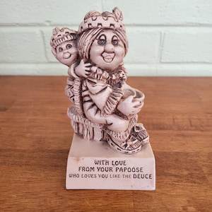 Vintage 1970 Paula Figurine W177 &quot;With Love From Your Papoose Who Loves You&quot; T1