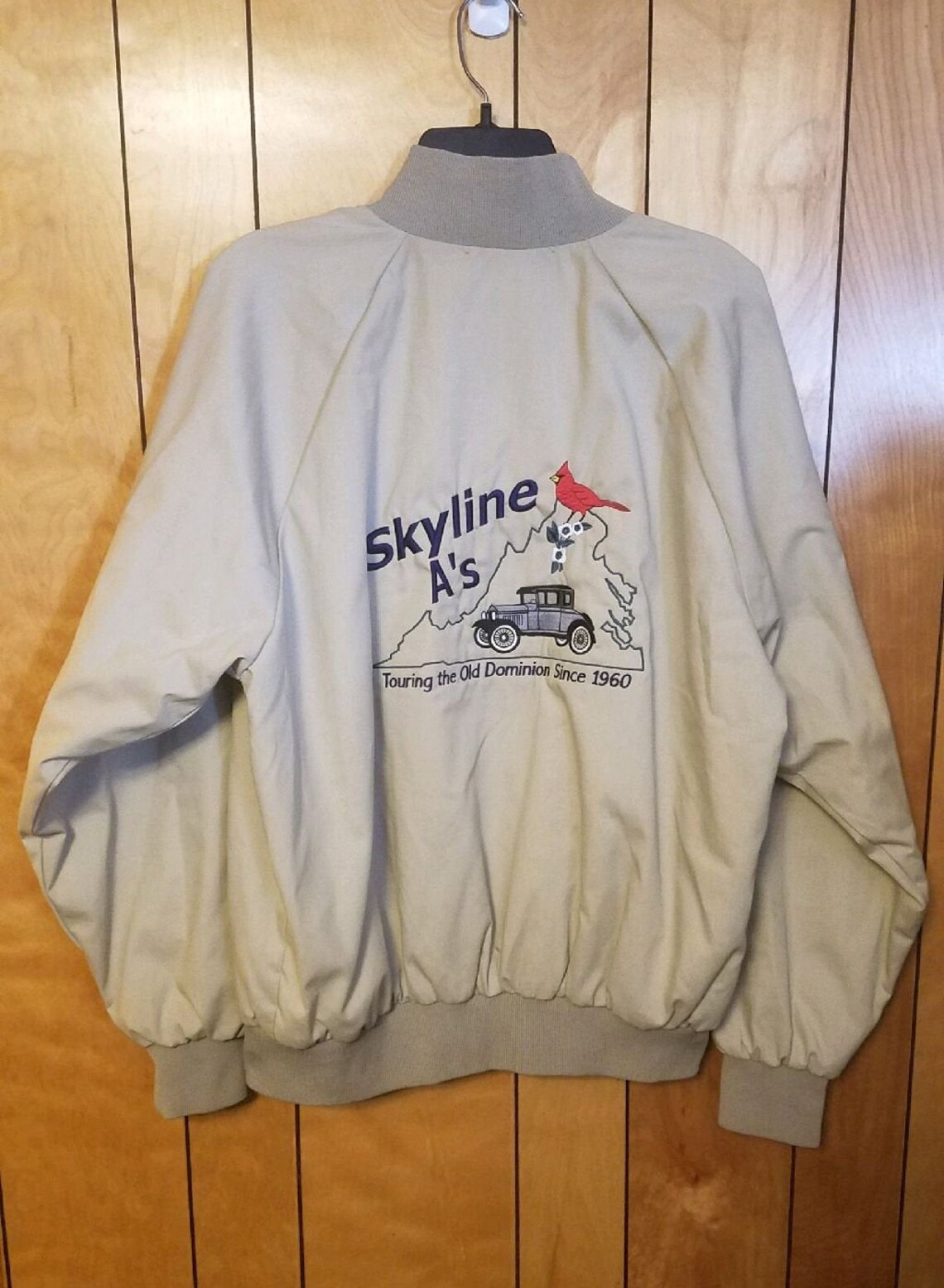 SKYLINE A's Vintage Car Club Jacket LARGE Beige Khaki Etsy
