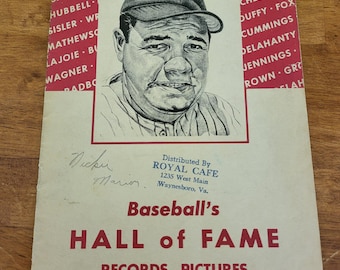 1952 Baseball's HALL OF FAME Program Babe Ruth 16 pages Waynesboro Virginia P1