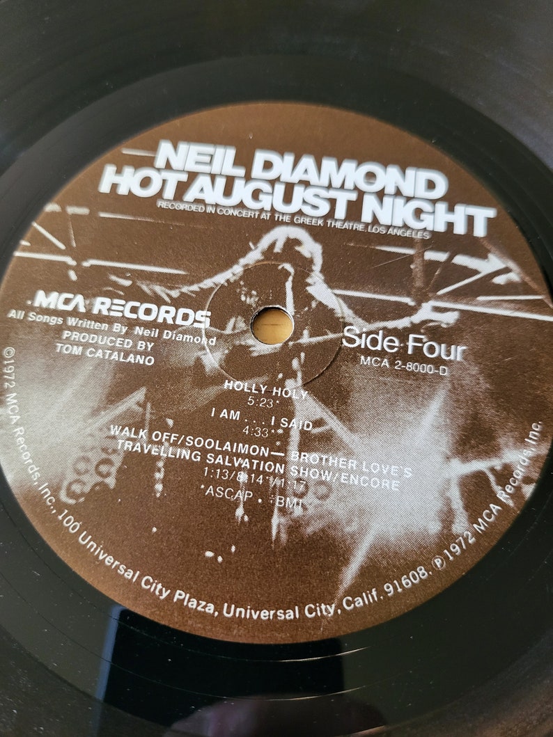 Neil Diamond Hot August Night Double LP 1972 MCA 28000 Live Pop Rock Vinyl LP7 Etsy
