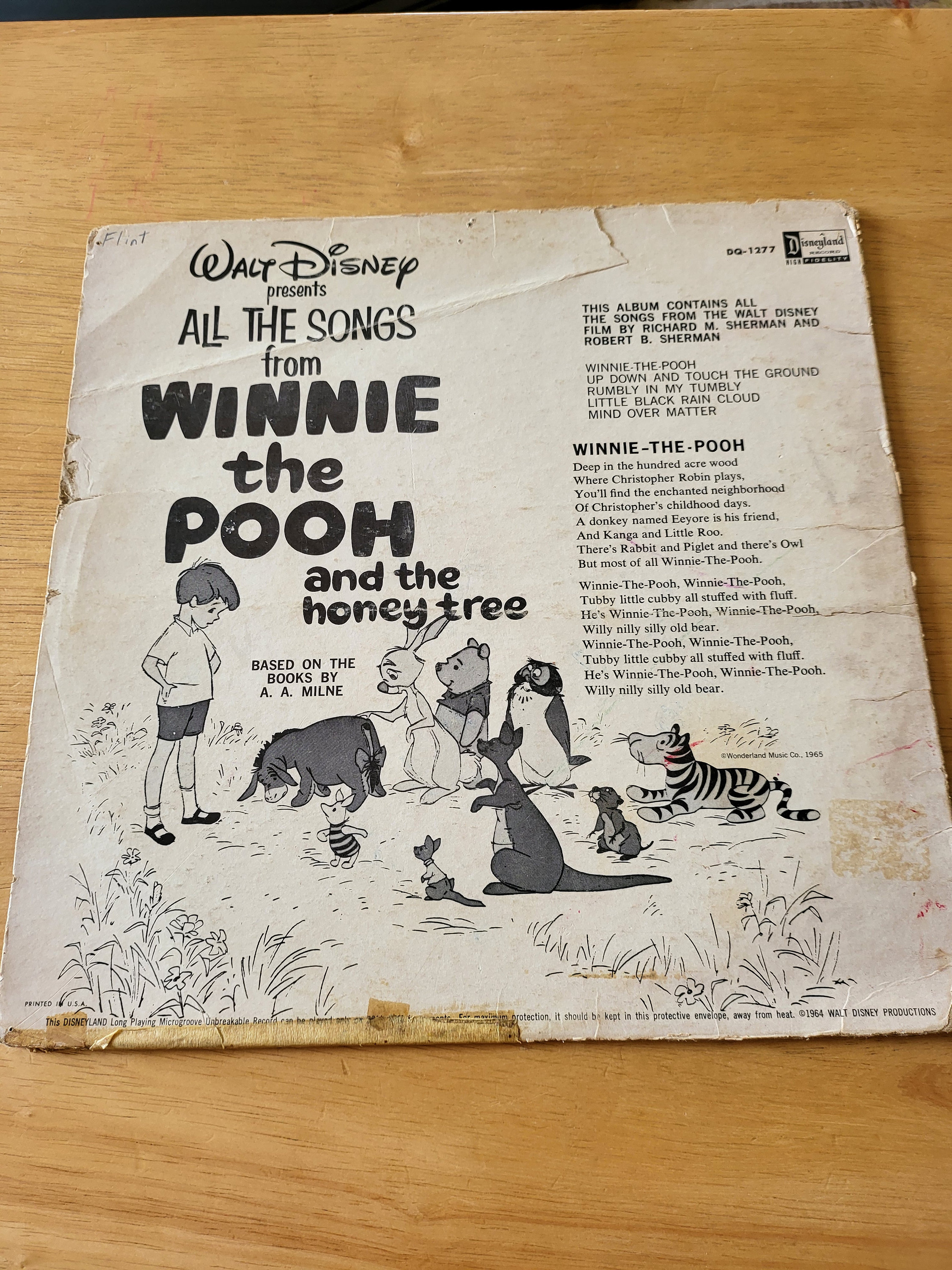 1965 Disney Winnie the Pooh and the Honey Tree VINYL LP DQ