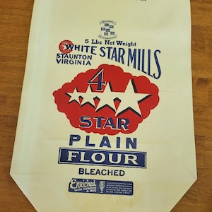 WINTAGE White Star Mills Mąka Worek 5 funtów Reklama Staunton Virginia NOS P2b