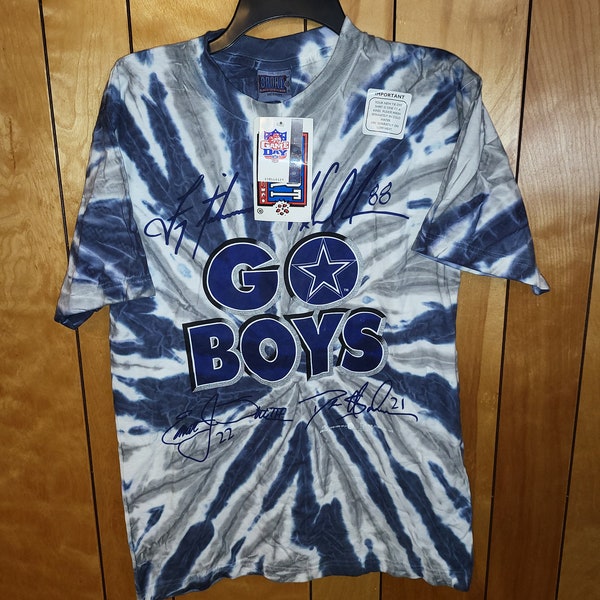 Vintage 1999 Dallas Cowboys Shirt MEDIUM Tie Dye Emmitt Aikman Deion Irving D2