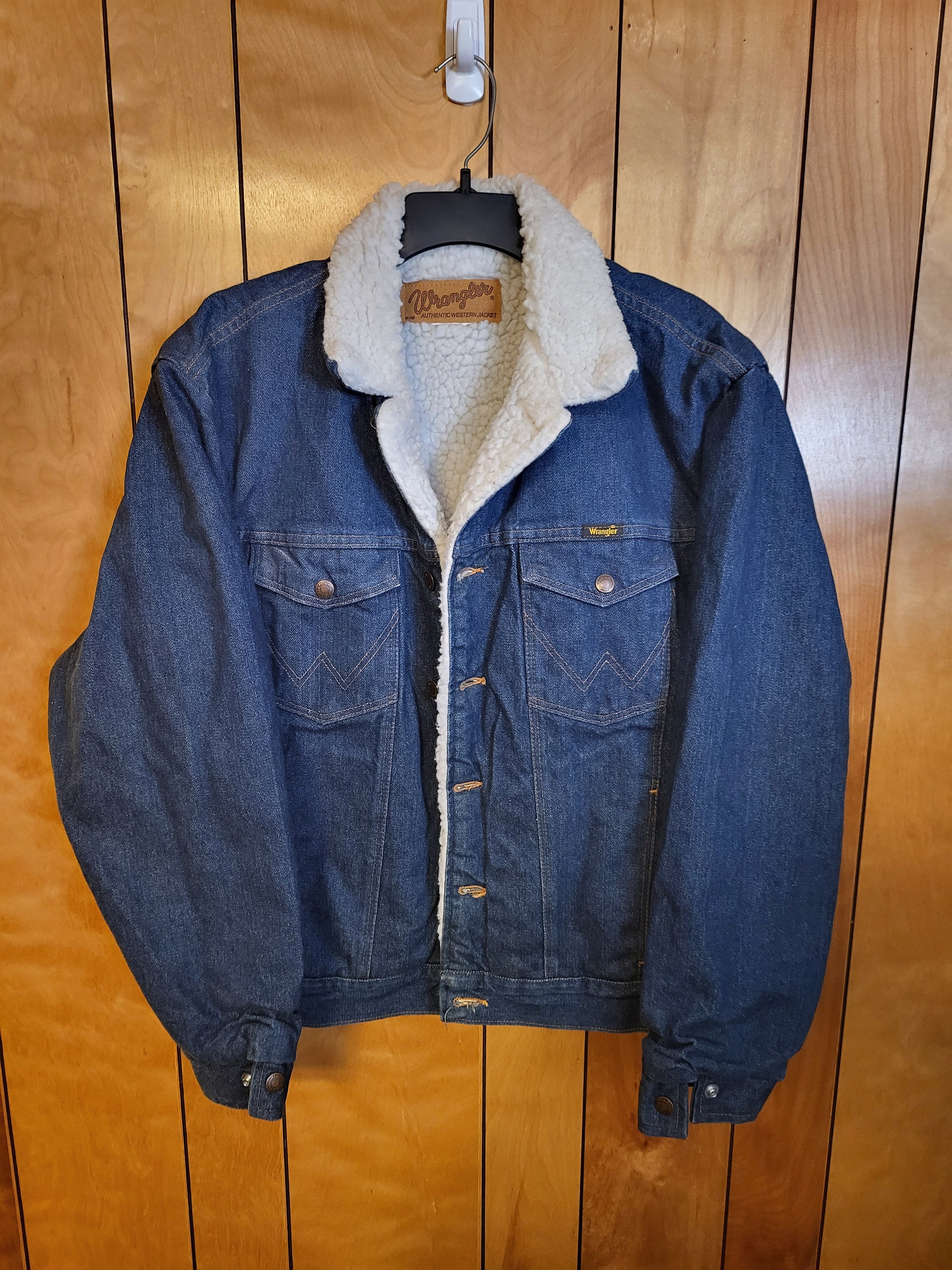 Vintage Wrangler Authentic Western Jean Jacket M-159 Sherpa Lined 