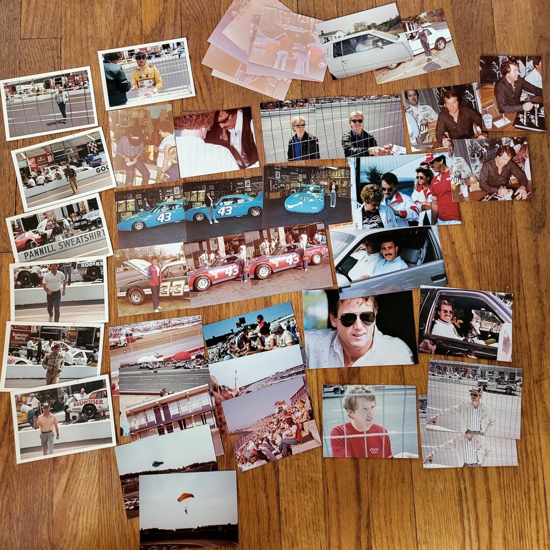 Elliott Rudd Vintage NASCAR PHOTO Found Photograph LOT Color 1980s Petty Elliott ...