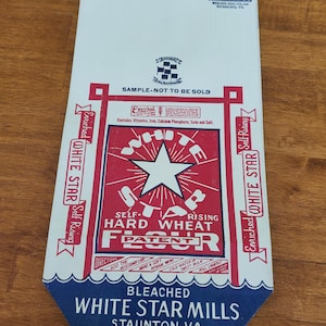 WINTAGE White Star Mills Mąka Worek 3 funty Reklama Staunton Virginia NOS P2