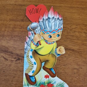 Vintage Hallmark Valentine Card Indian Brave HOW! from your secret Lover 1940s