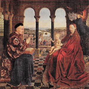 The Virgin and Child and Donor by Jack Van Eyck Vintage Print 1939 7 x 7.5&#39;&#39;