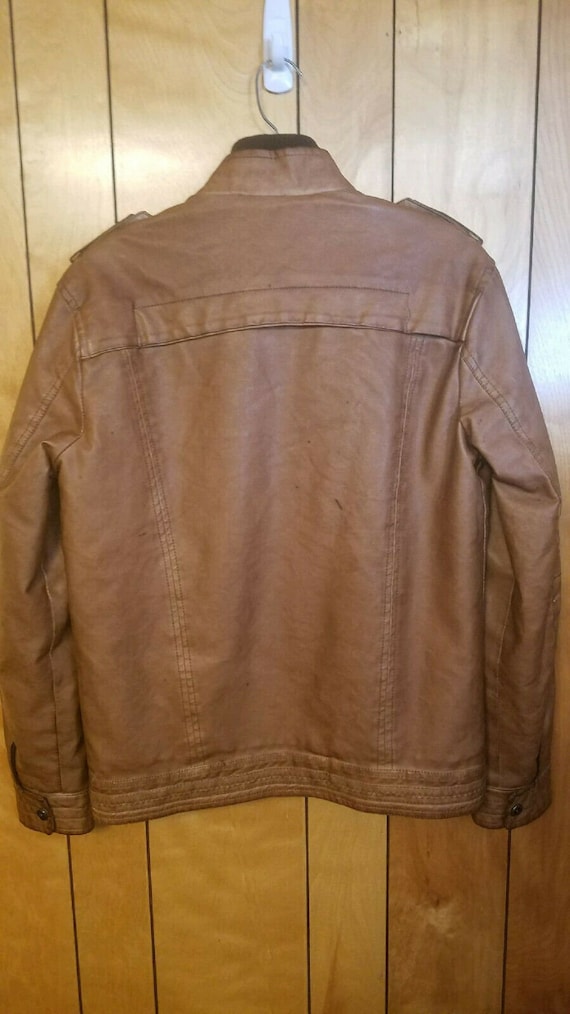 Vintage Biker Jacket Womens LARGE Brown Semi Dist… - image 8