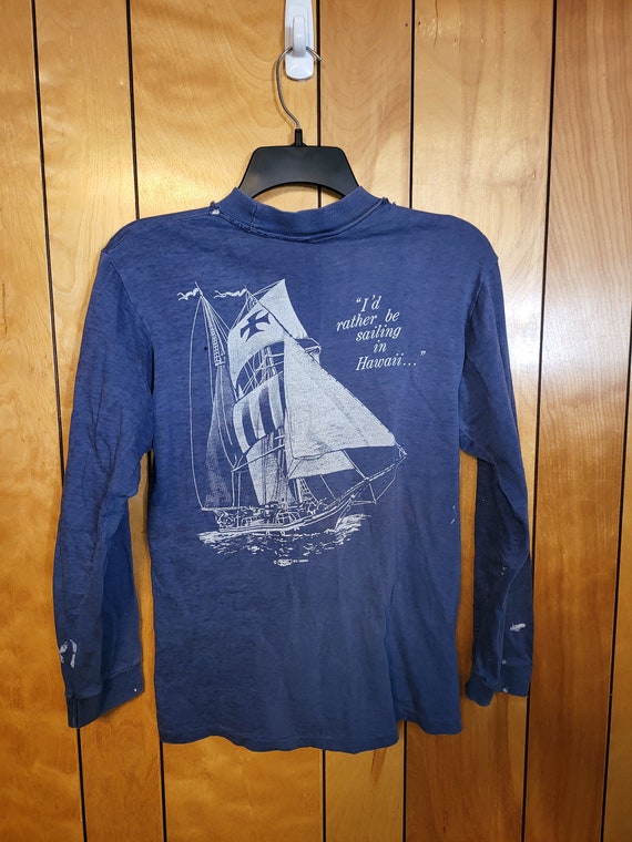 Vintage 1973 Hawaii Sailing Shirt MEDIUM Long Slee