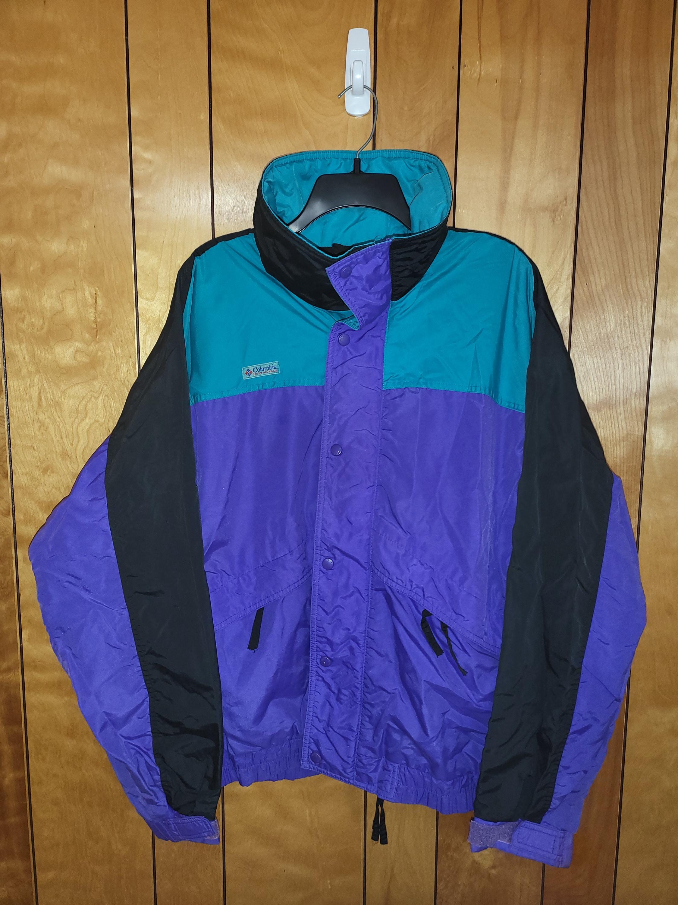 Vintage Columbia Radial Sleeve Windbreaker Jacket LARGE Zip Lined