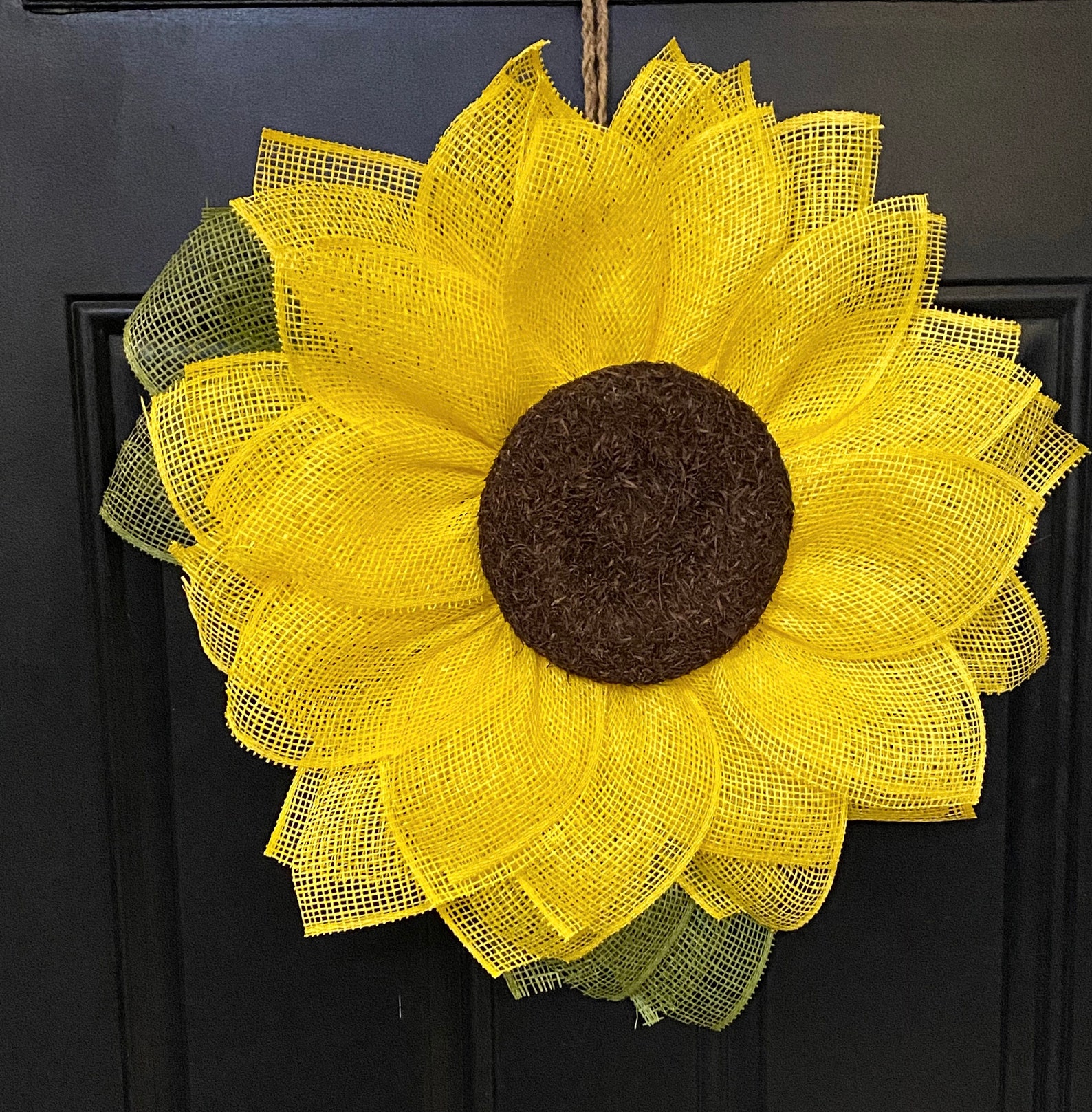 Yellow Sunflower Wreath Made With Burlap and About 18in Etsy