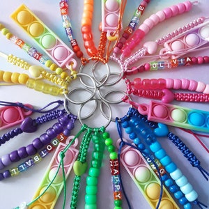 POP IT fidget keychain personalised keyring with your text kids party favours gift ideas back to school props