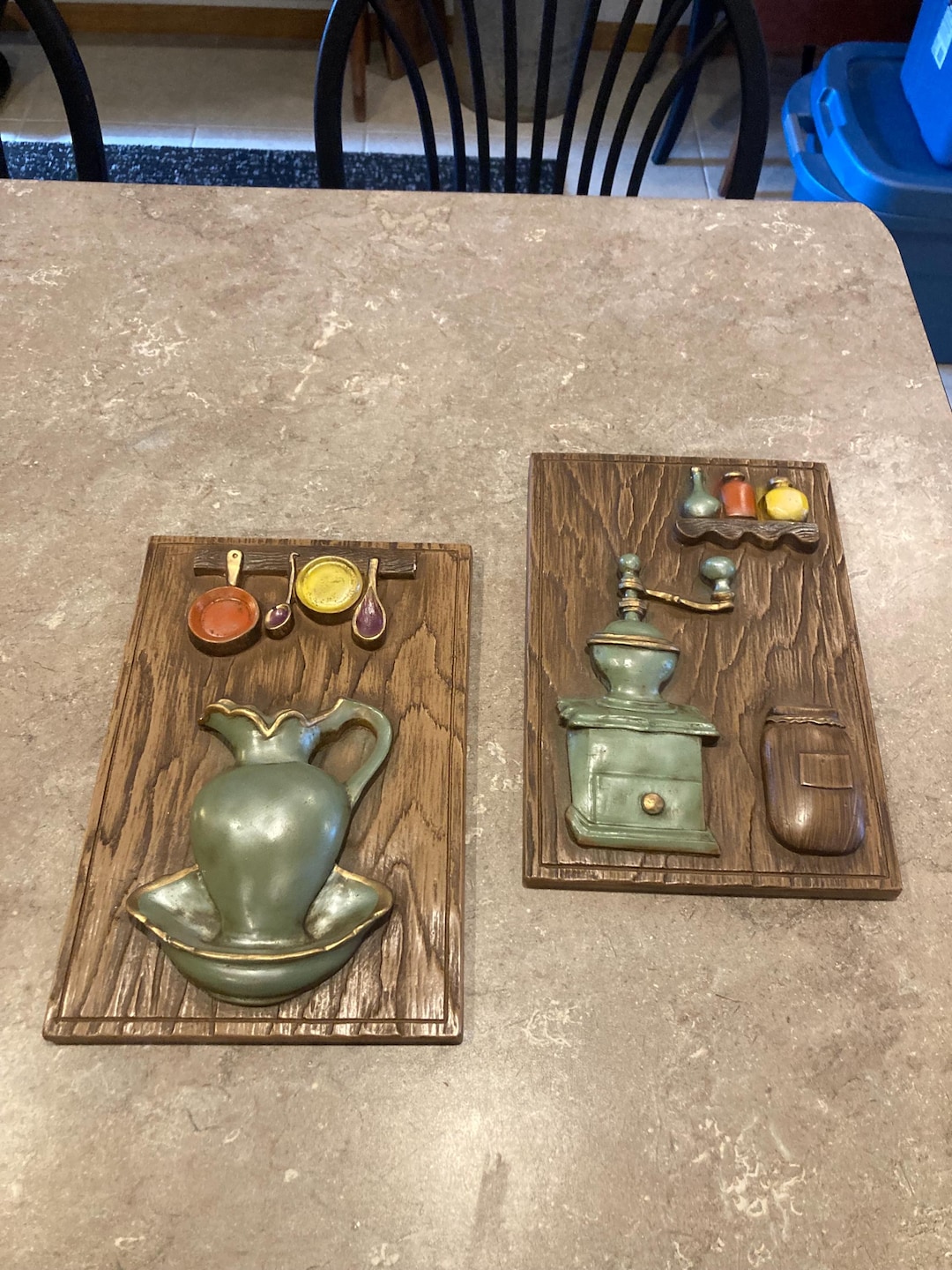 Pair of Vintage Chalkware Kitchen Wall Plaques - Etsy