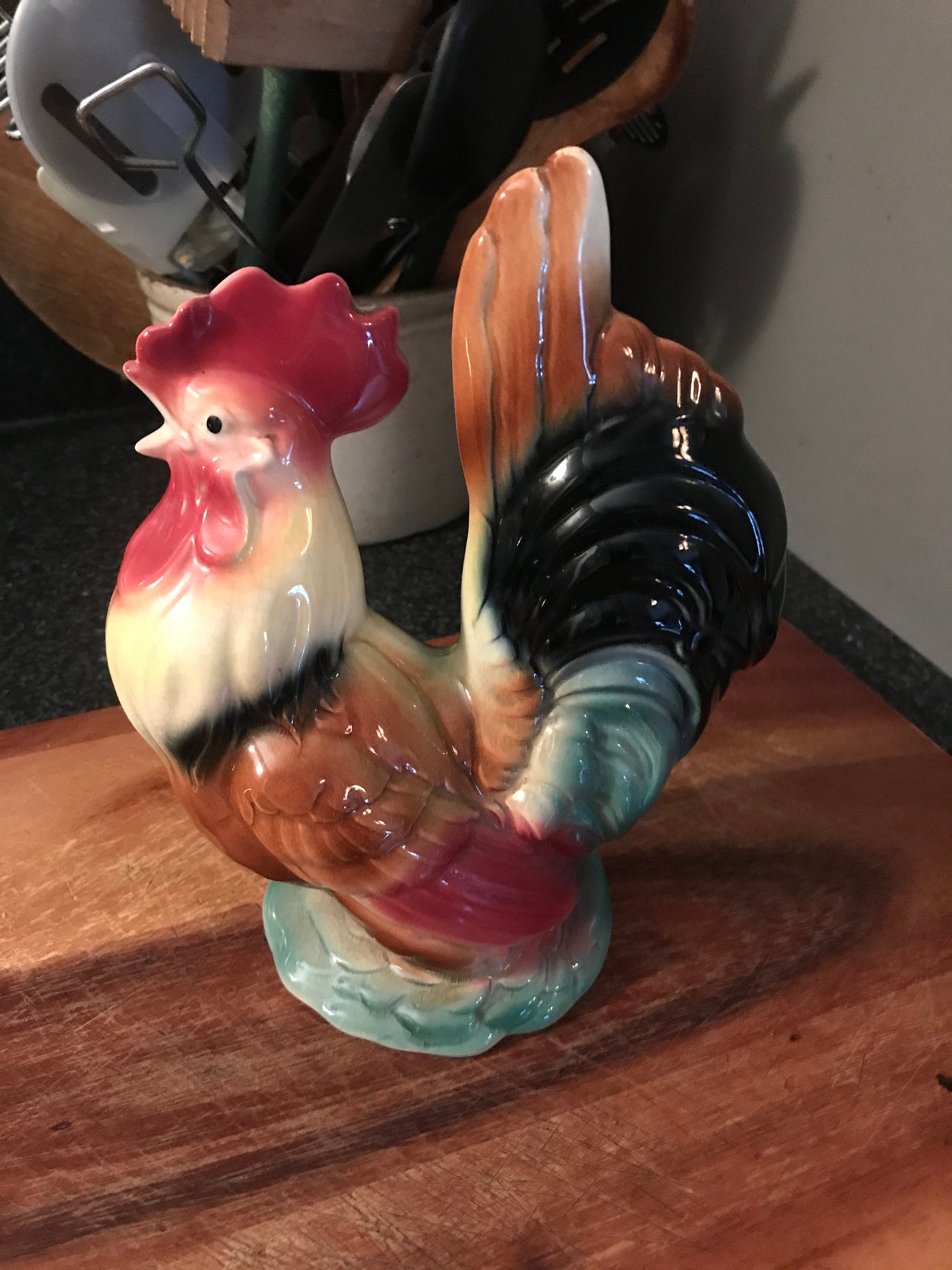 Vintage ceramic rooster figurine Etsy